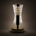 Side view of luxury LED double shade crystal table lamp