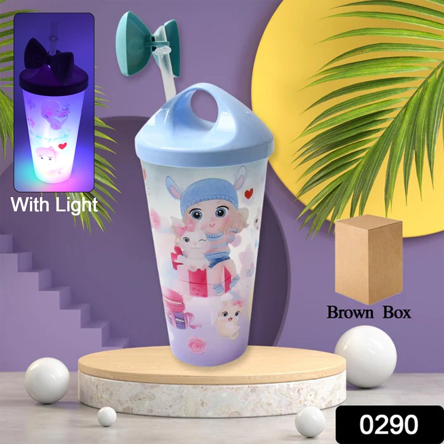 Side view of the kids' sipper, highlighting its secure lid and convenient straw.