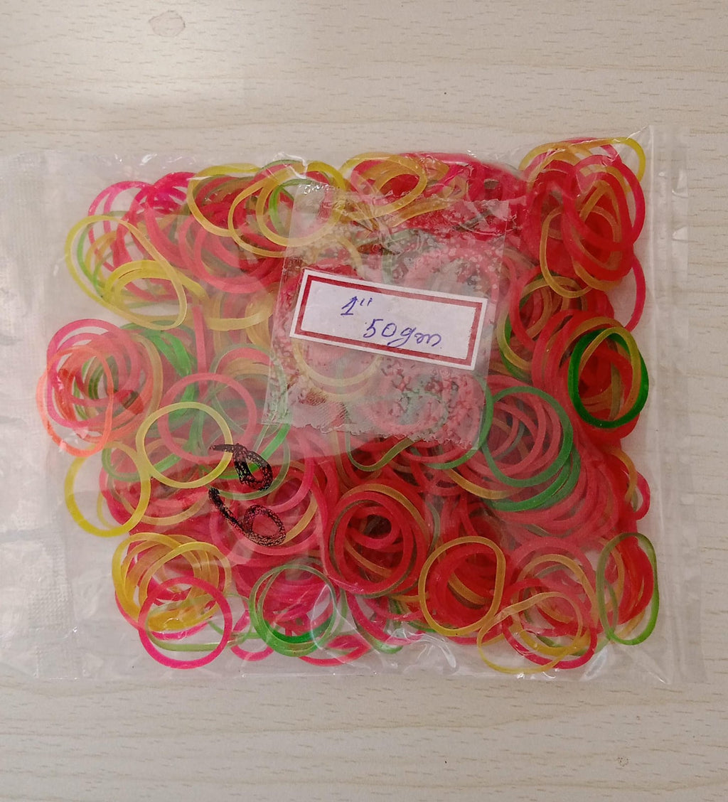 Close-up of versatile multicolor rubber bands for everyday household tasks.