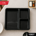 Rectangular 3-compartment meal serving tray for organized dining