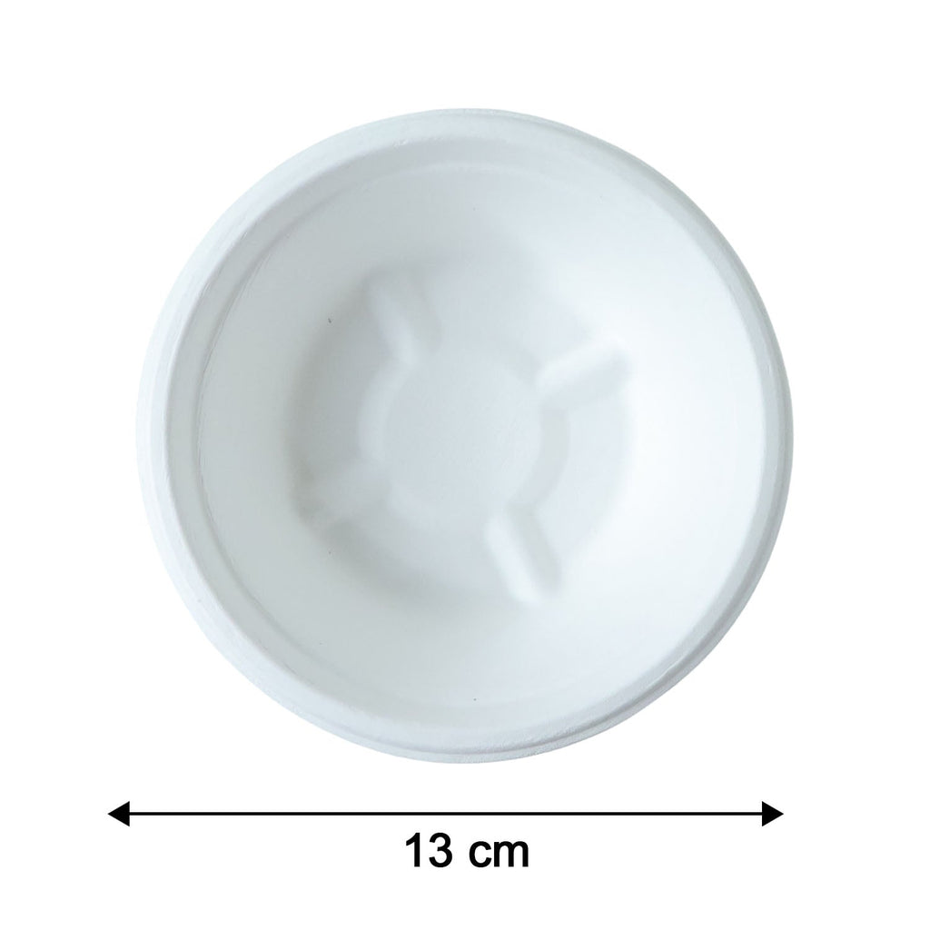 Vegnar 240ml compostable bowl with overlay showing product dimensions in centimeters
