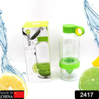 Clear fruit infuser water bottle with citrus slices for refreshing drinks.
