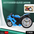 Close-up view of the classic white clock face with black numbers and hands on the Retro Motorcycle Alarm Clock.