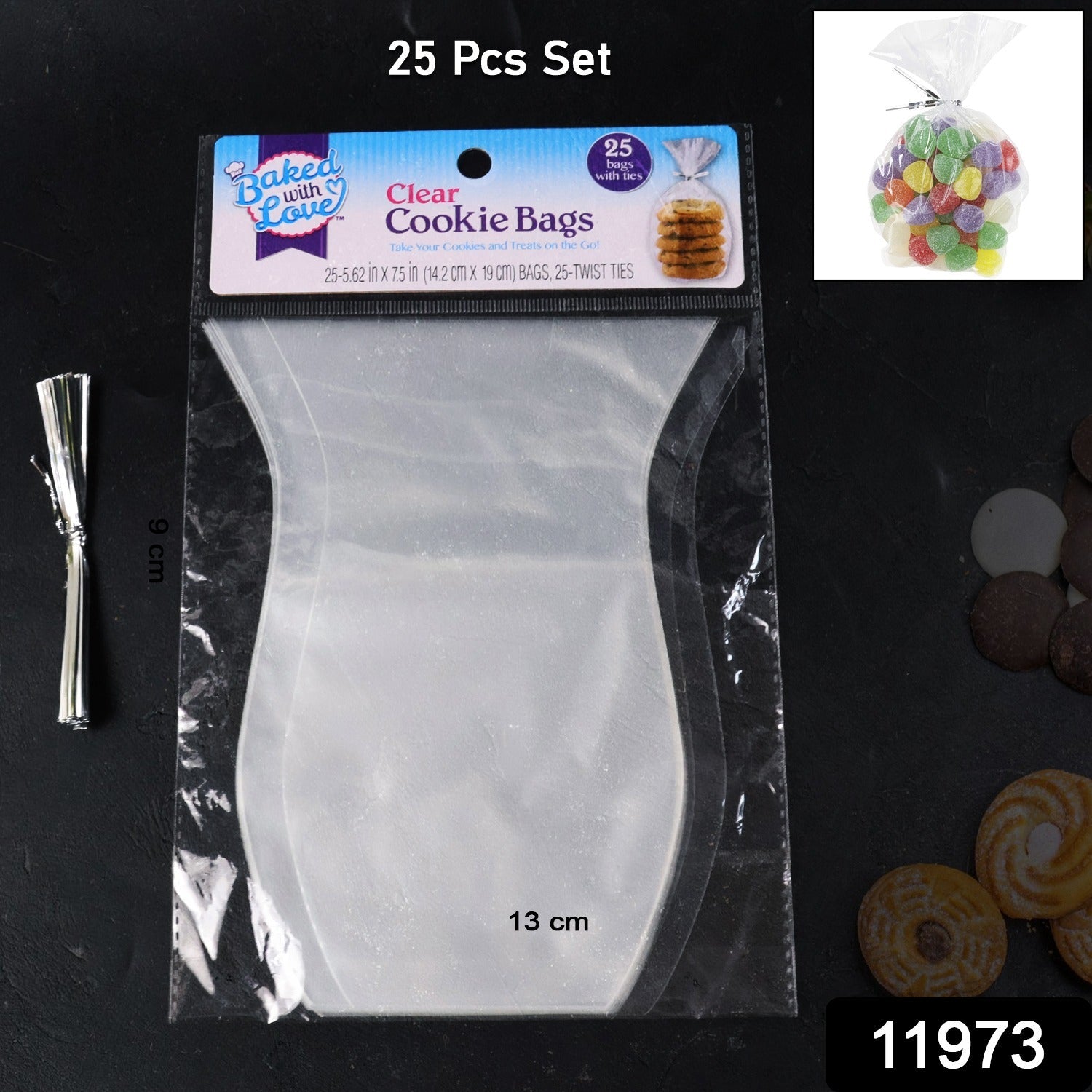 Close-up of transparent flat treat bags ideal for food storage and gift wrapping