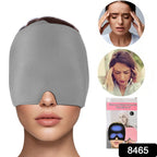 Flexible grey Migraine Relief Cap displayed flat, showcasing its soft gel construction.