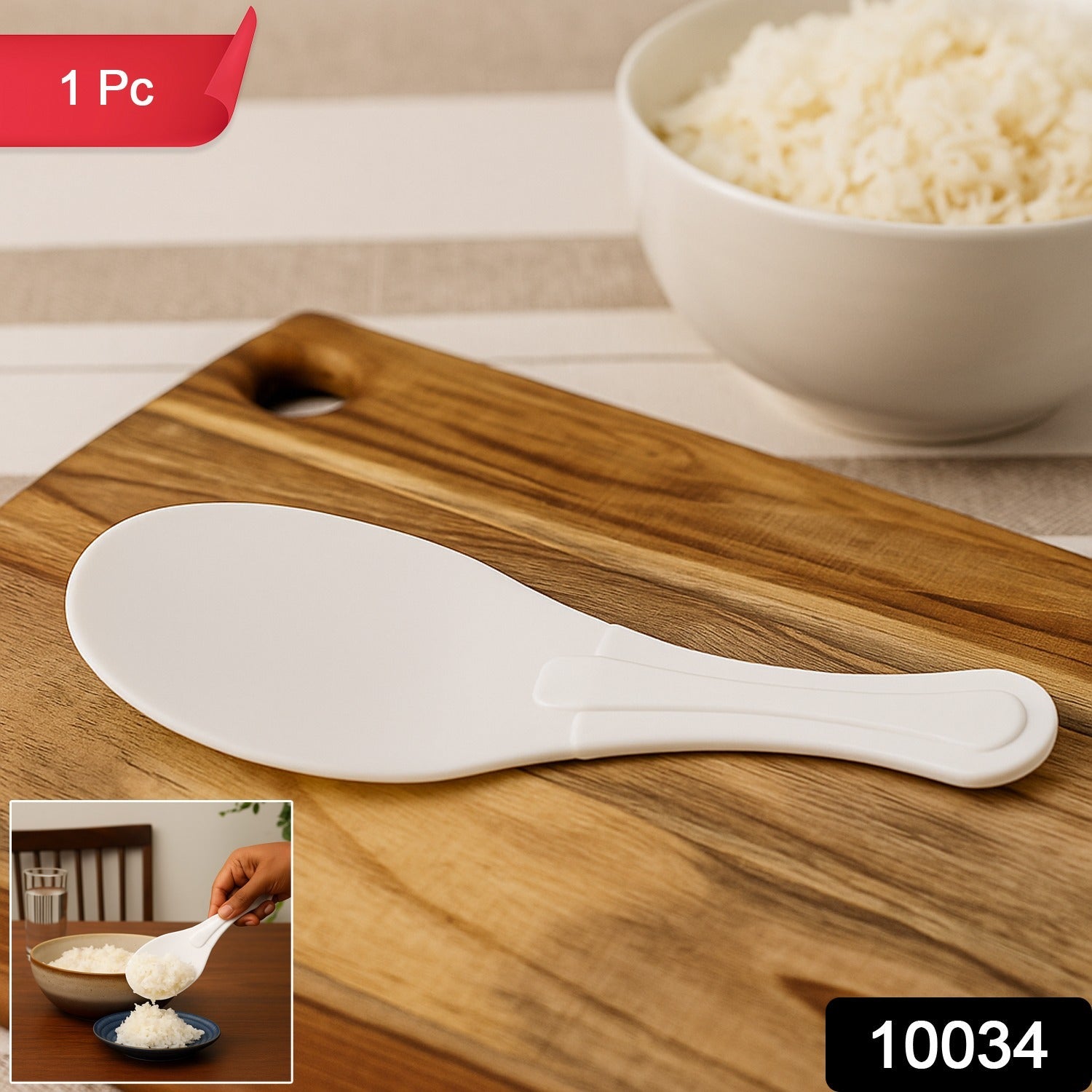 Plastic rice spoon ideal for scooping and serving rice