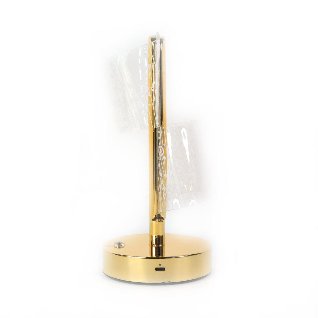Crystal LED table lamp glowing warmly, perfect for home ambiance