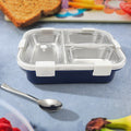 Premium 3-compartment stainless steel insulated lunch box with transparent lids.