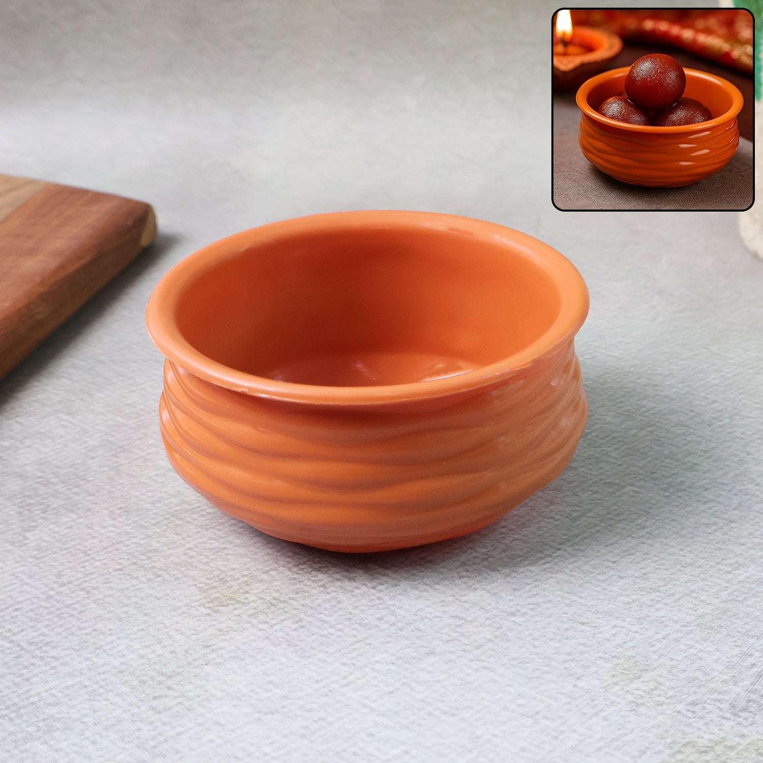 Classic terracotta multipurpose serving bowl on dining table