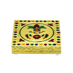 Handcrafted wooden bajot with detailed floral carvings, ideal for pooja or home decor.