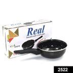 Angle view of the non-stick fry pan, highlighting its gas stove compatibility.