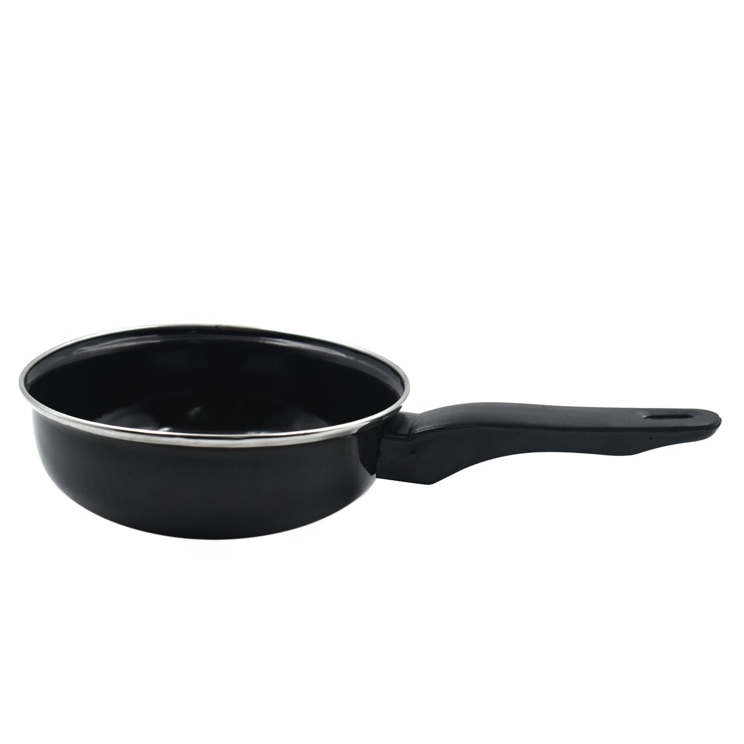 Another angle of the Indo Glow non-stick fry pan, suitable for various cooktops.