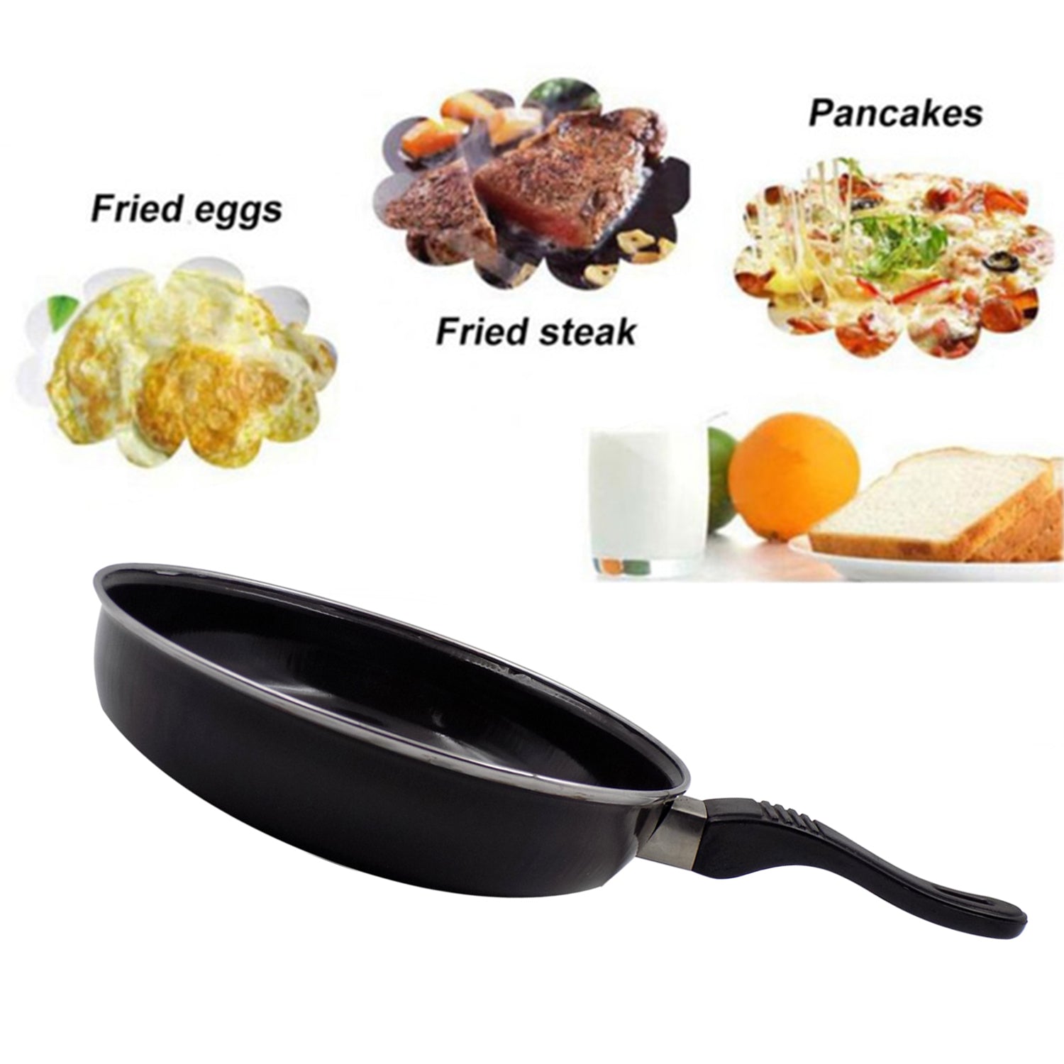 Top-down view of the 14-inch tadka fry pan with its sturdy handle.
