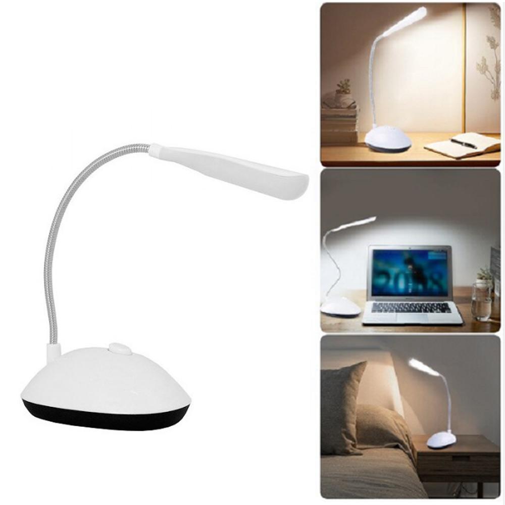 Portable LED reading light with adjustable head and touch controls.