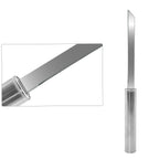 Ergonomic utility knife demonstrating its sharp cutting ability on an onion.