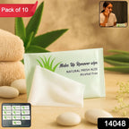 Close-up of makeup remover wipes being used for facial cleansing
