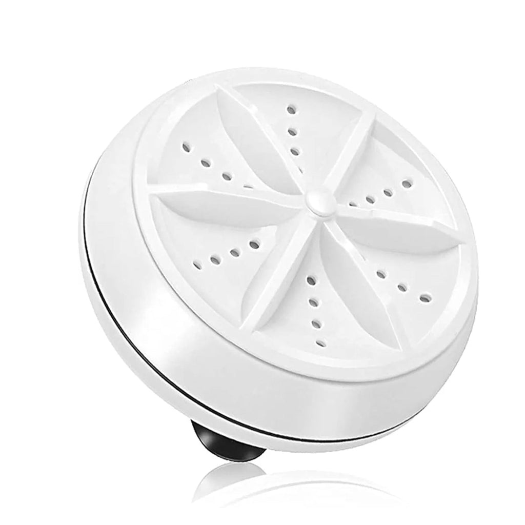 Close-up of USB mini washing machine showing turbine cleaner design