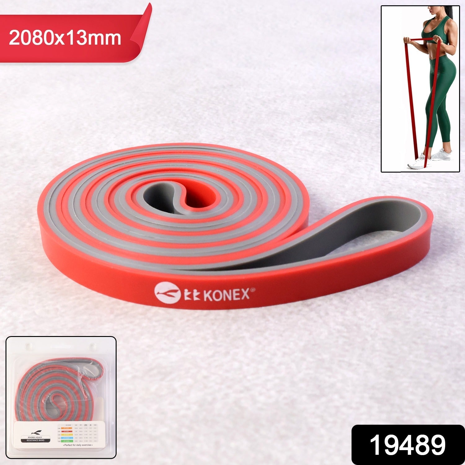 Coiled resistance band 2080x13 mm designed for strength training