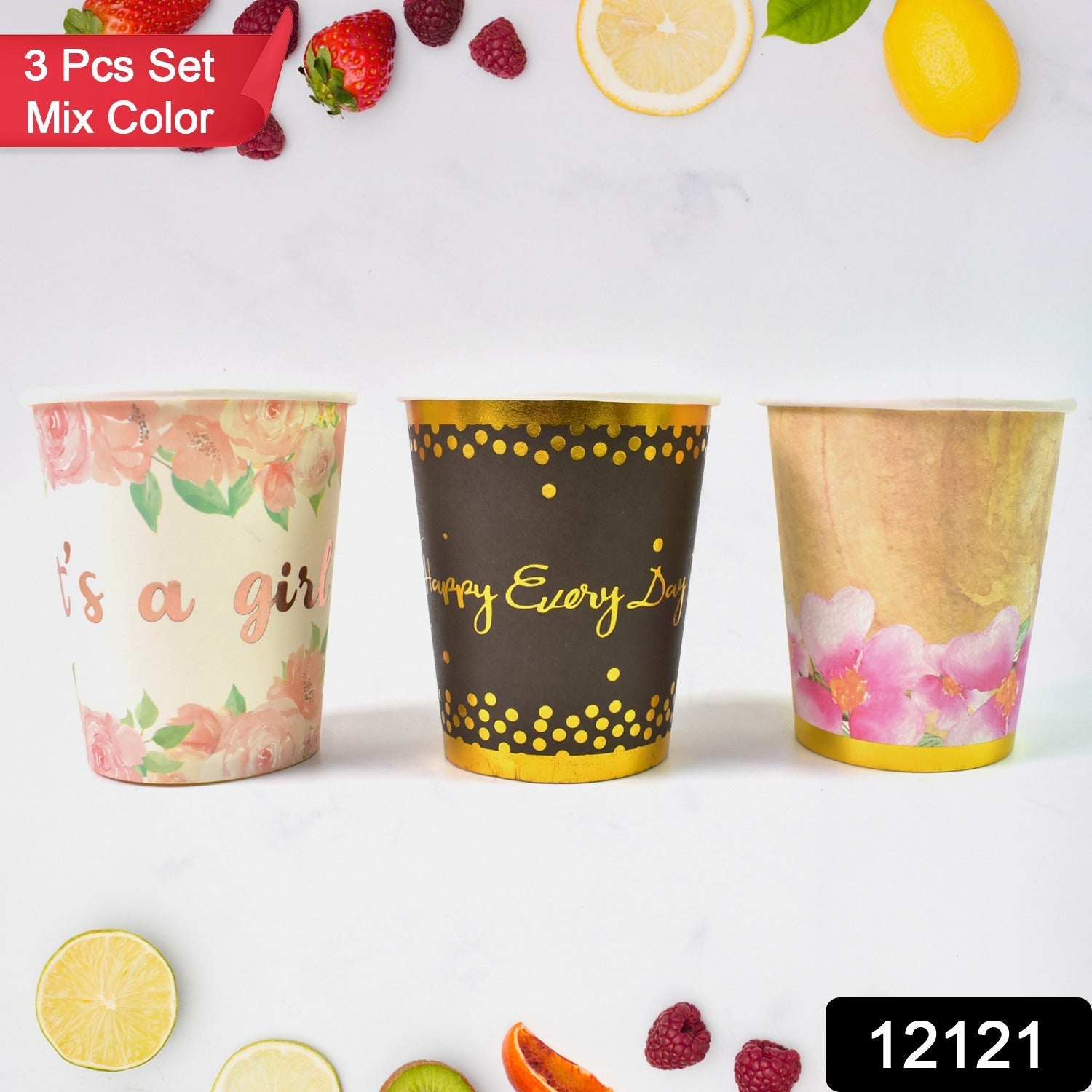 Stack of mixed colour paper cups, showcasing their sturdy design.