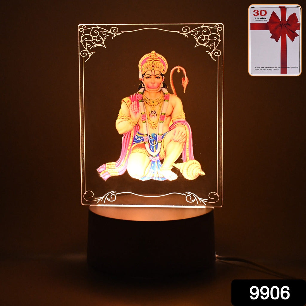 Close-up of 3D Lord Hanuman Frame with glowing LED for spiritual home decor