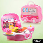 Colorful 23-piece kids kitchen playset accessories spread out for play