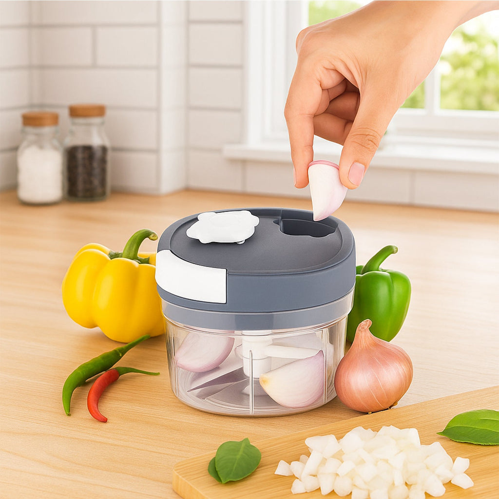 CookAura Handy Chopper with a clear 600ml container, ready for kitchen use.