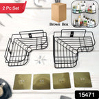 Black rustproof metal corner shower shelf holding toiletries neatly