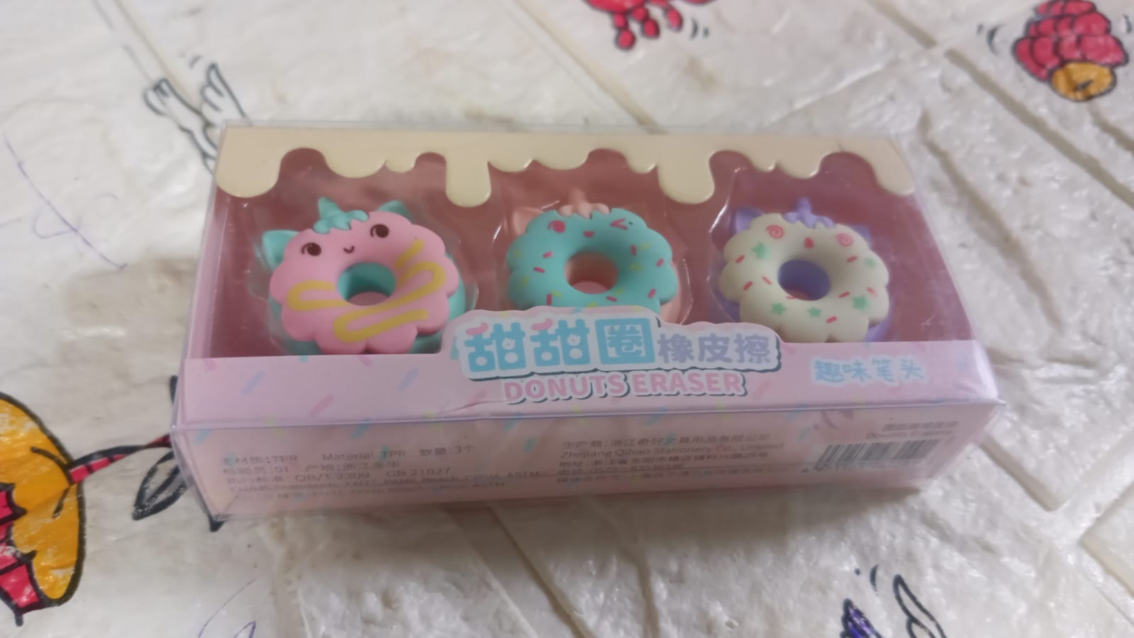 Adorable 3pc Donut Erasers set, a delightful return gift for parties.