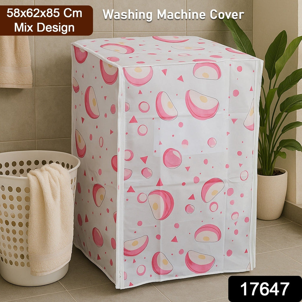 Laundry protector cover in multi-color design on washing machine