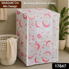 Laundry protector cover in multi-color design on washing machine