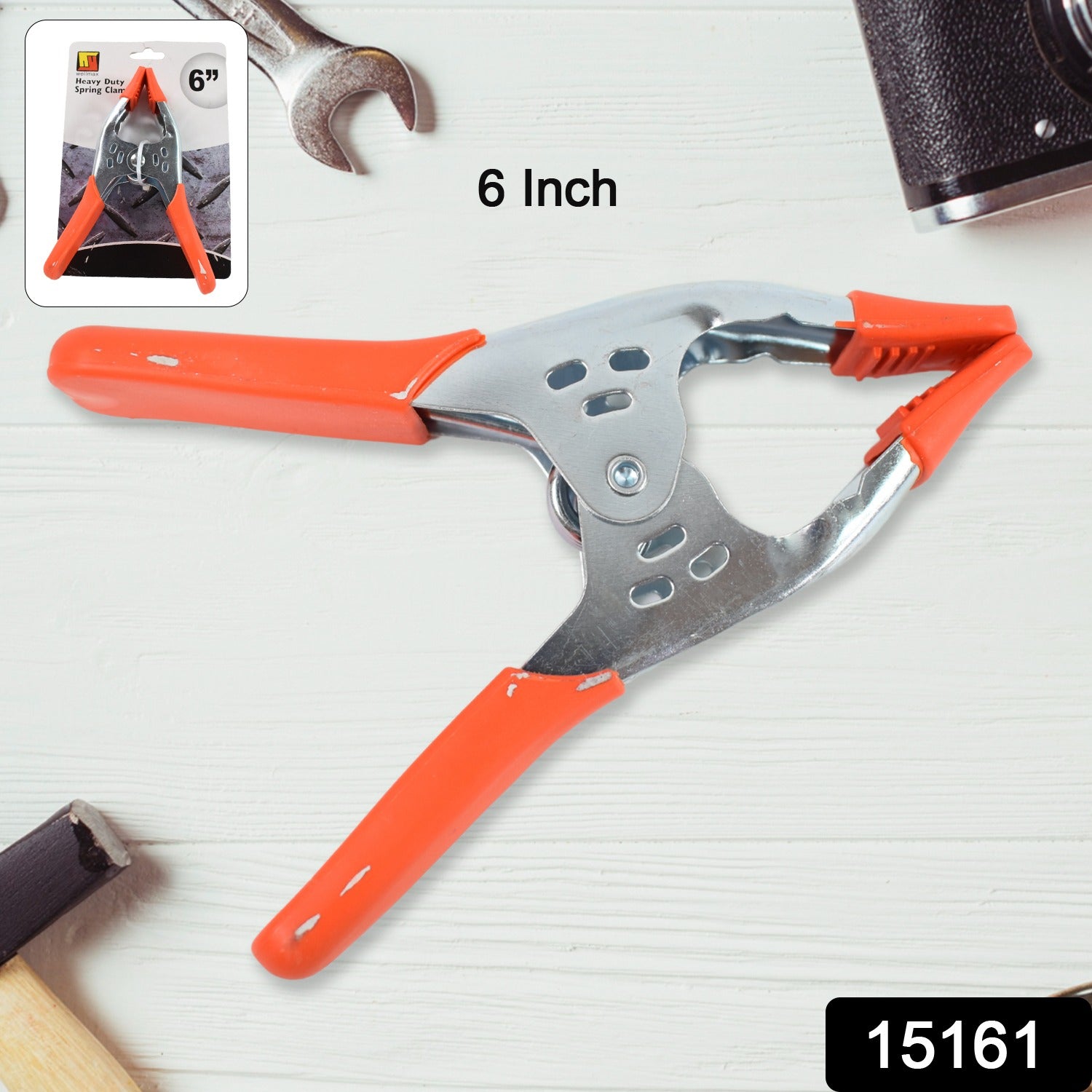 Indo Glow heavy duty metal spring clamp displayed in packaging.