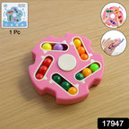 Multi-angle view of Fidget Magic Cube Spinner Toy with spinning center and bead tracks.