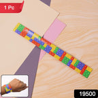 Vibrant multicolor brick pattern snap slap bracelet for kids wrist