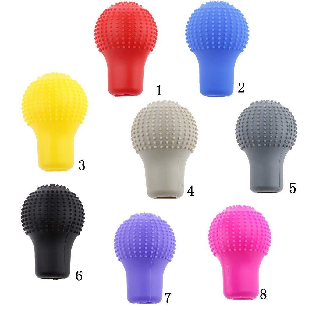 Soft, nonslip silicone gear shift knob cover held comfortably in hand.