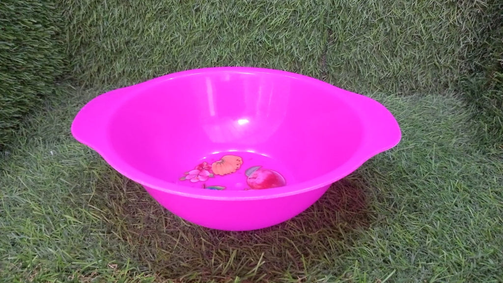 Empty plastic snack bowl, made from BPA-free material.
