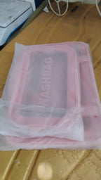 Overview of the transparent and waterproof design of the BeautyBare cosmetic travel bags.