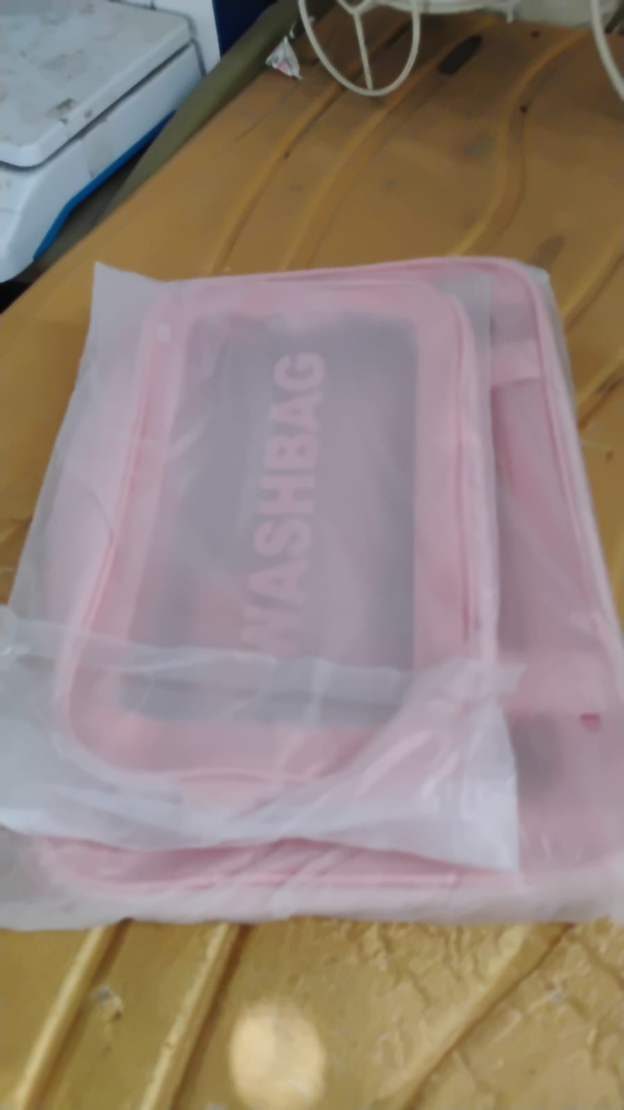 Overview of the transparent and waterproof design of the BeautyBare cosmetic travel bags.