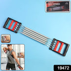 Chest expander featuring detachable springs and ergonomic handles for secure grip