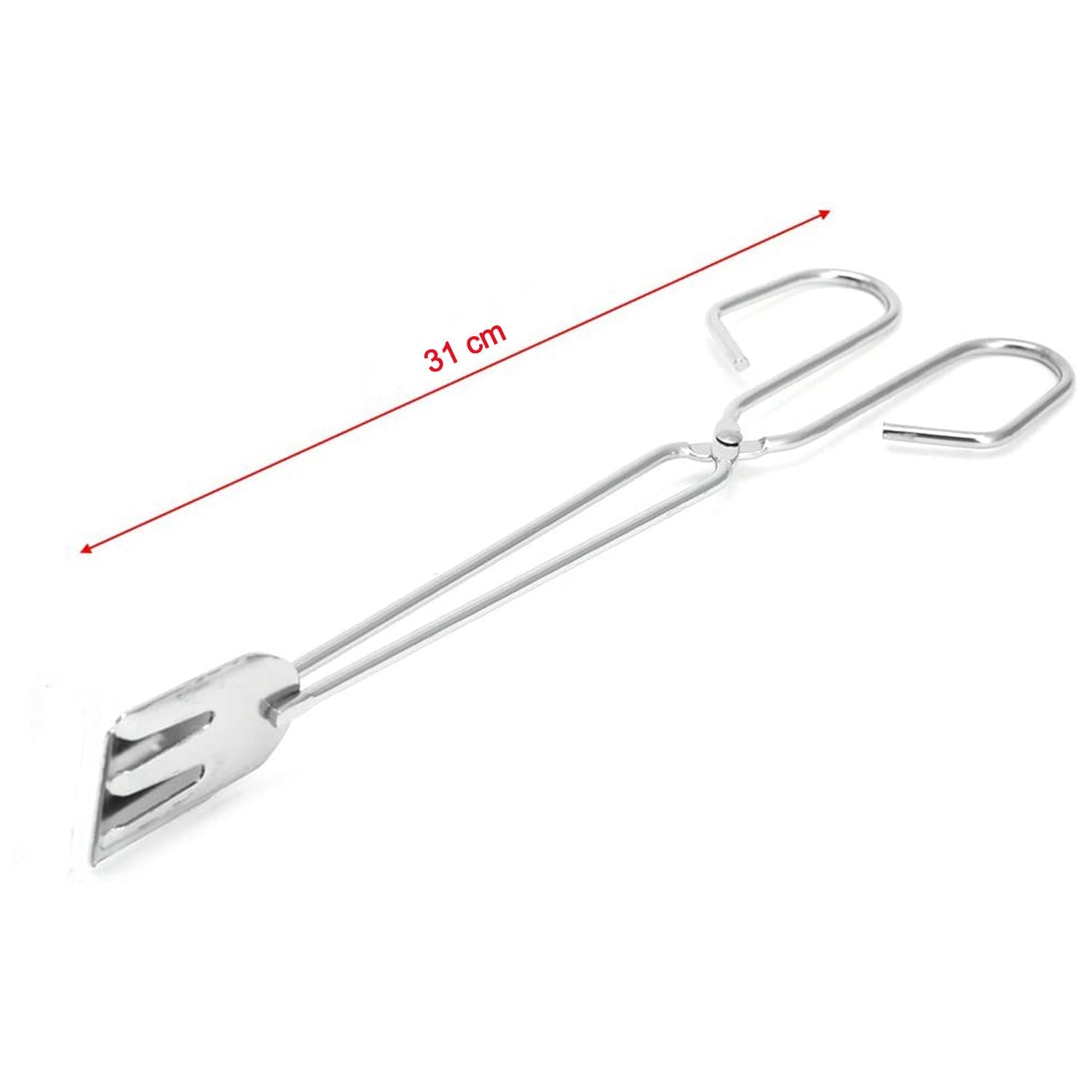 Side view of the sturdy 31cm BBQ tongs, highlighting their robust construction.