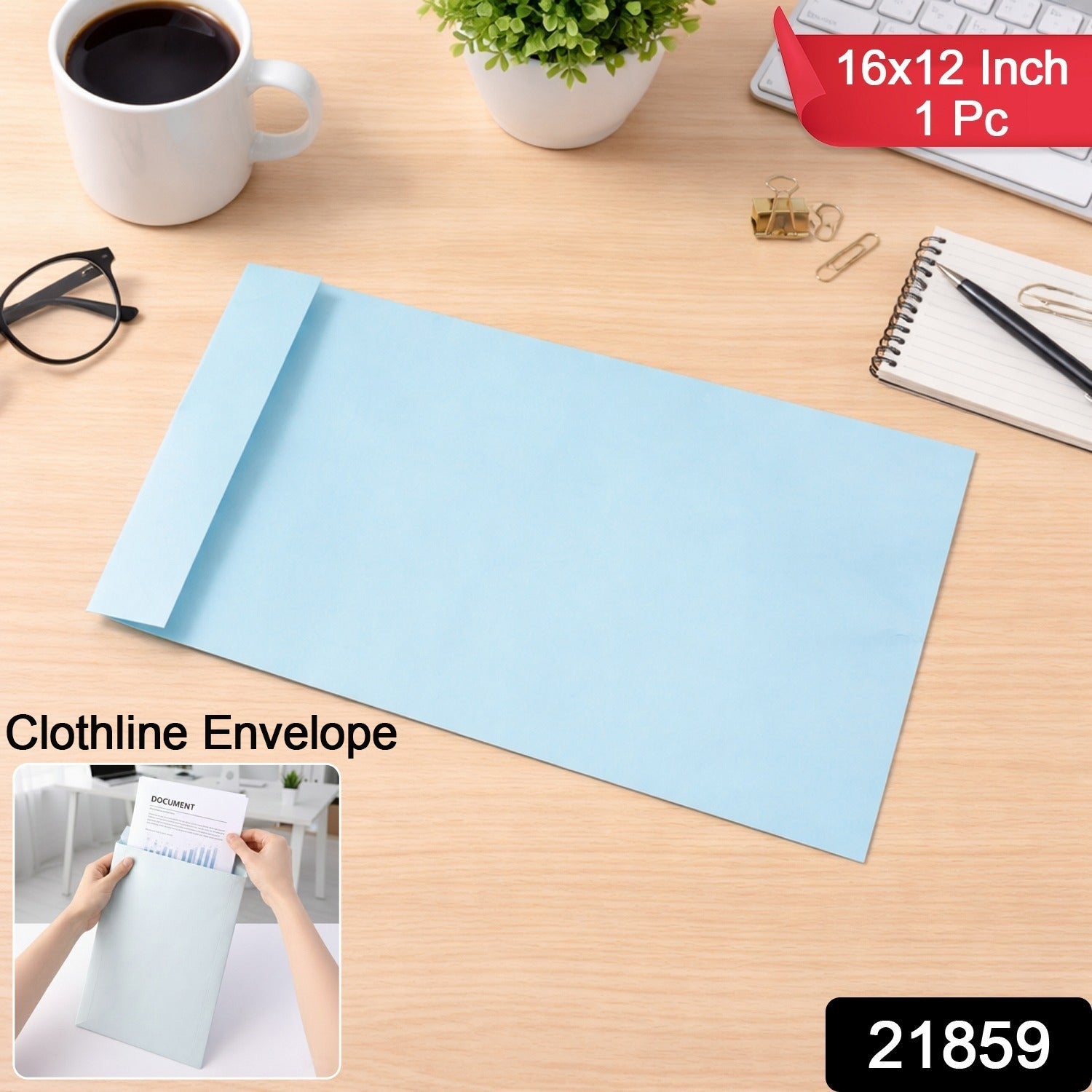 Clothline premium extra large card envelope with self-seal closure