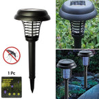 Solar mosquito trap light with UV LED killing flying insects outdoors