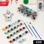Close-up of the included 24-color acrylic paint pots for the adult paint by number kit.