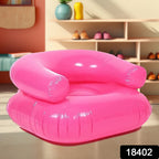Blue inflatable kids sofa chair with armrests for comfortable seating.