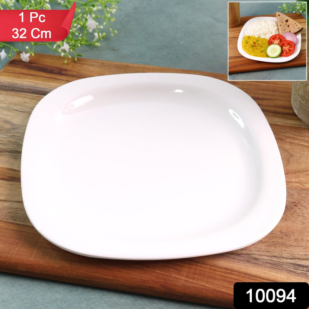 Elegant white square dinner plate 32 cm ideal for complete meal serving