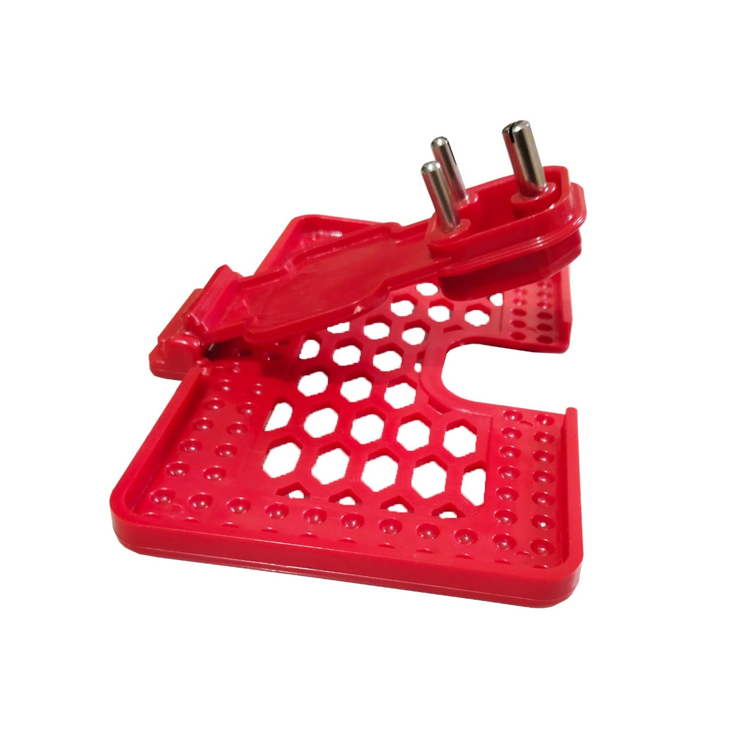 Multi-purpose wall mount stand securely holding a smartphone while charging.