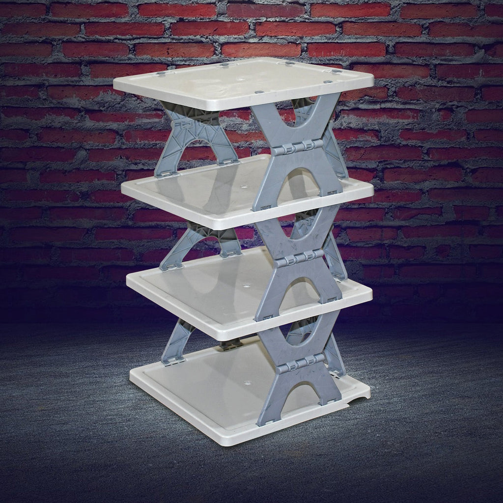Close-up view of the durable ABS material and thoughtful design of the shoe rack.