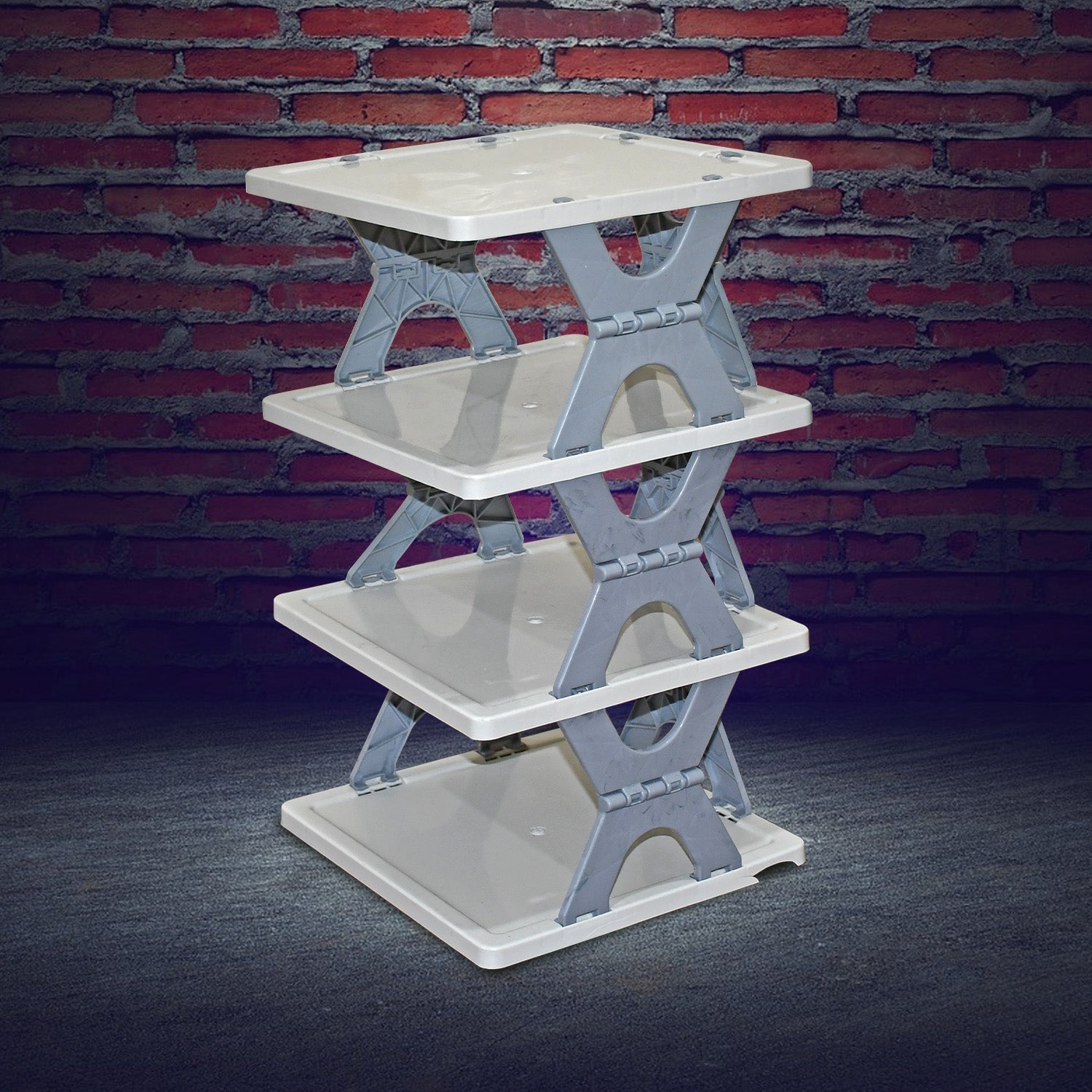 Close-up view of the durable ABS material and thoughtful design of the shoe rack.