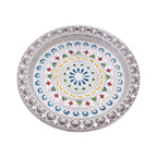 Beautifully crafted silver plated thali, ready for your sacred offerings.