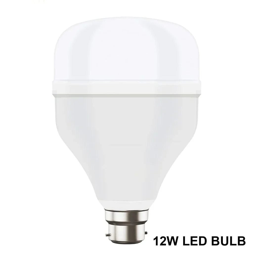 Illustration showing the wide application of a 12W LED bulb in various rooms.