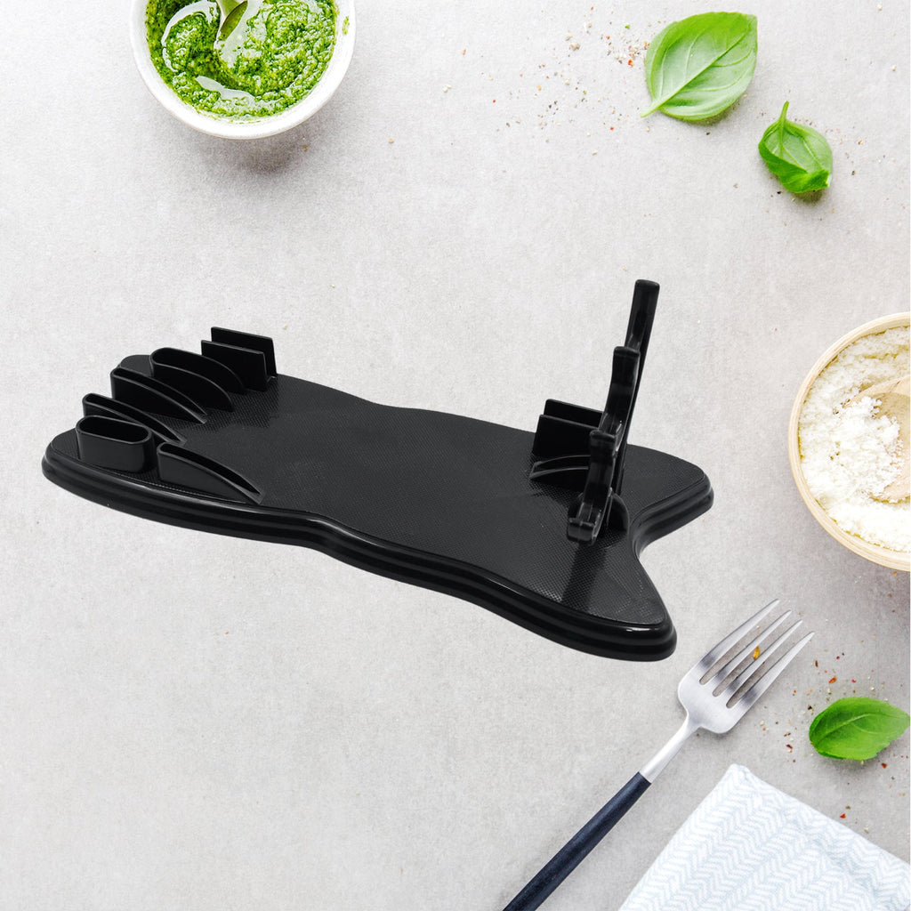Organivo knife drawer organizer holding multiple kitchen knives, neatly arranged.